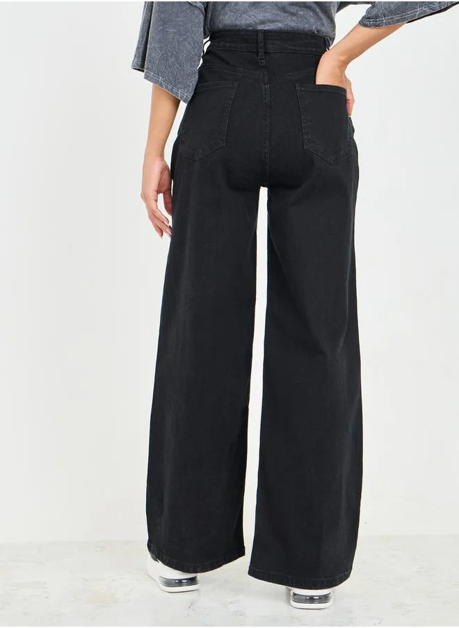 Styli High Waist Wide Leg Denim Jeans