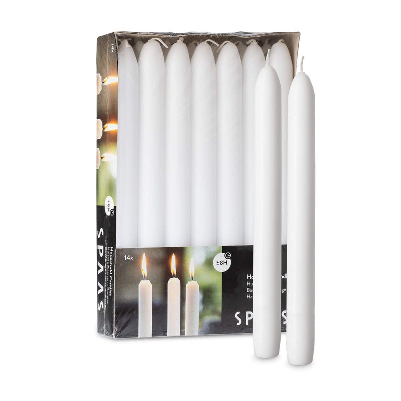 SPAAS Unscented White Candle Sticks 14 Pack Dripless Tapered 9 Tall Candles 8 Hour Burning Premium Candlesticks for Home Decoration Wedding Holiday and Parties