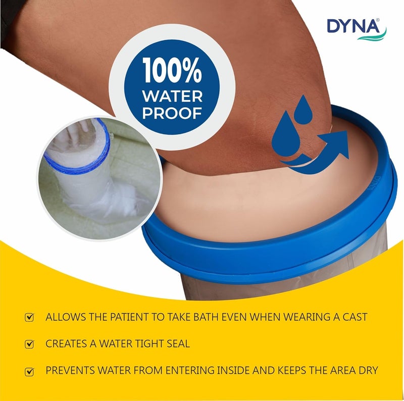DYNA حامي الجبيرة | ذراع طويل للبالغين | غطاء ذراع مقاوم للماء فوق الكوع | للاستحمام والحمام | يحافظ على جفاف الجبيرة، الجروح والضمادات | قابل لإعادة الاستخدام (ذراع طويل للبالغين)... - Image 3