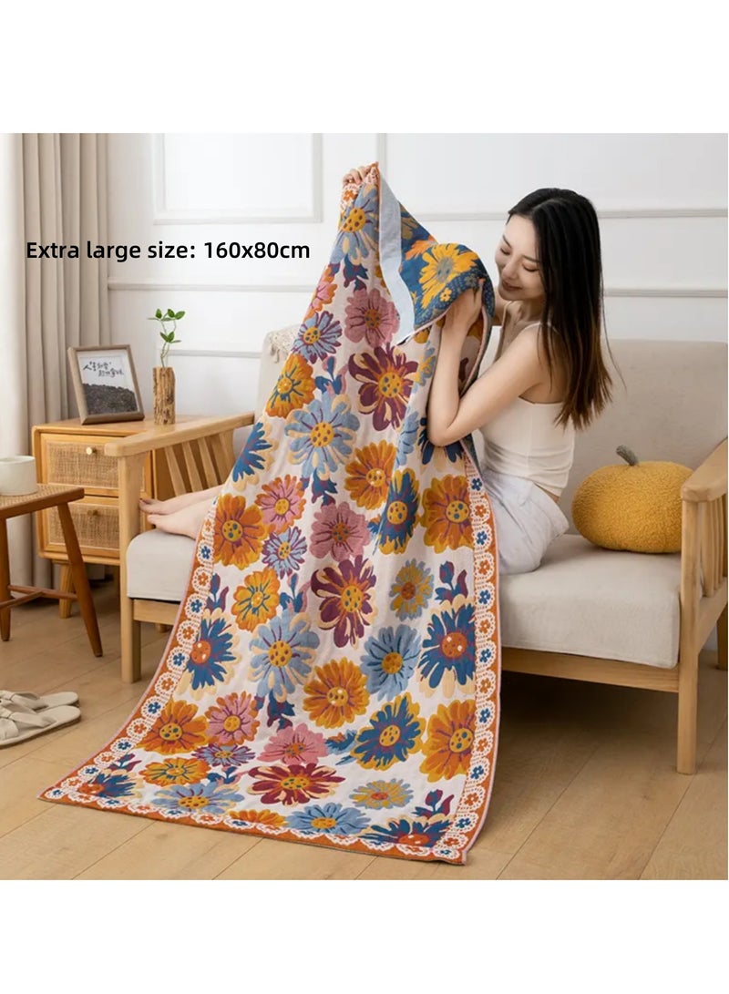 Bath Towel Oversized Adult Bath Towel Bohemian-inspired Style, 4-Layered Softness, Minimal Shedding, Quick Absorption  Fast Drying, Wrapping Capability, Double Sided Pattern 80*160cm - Image 3