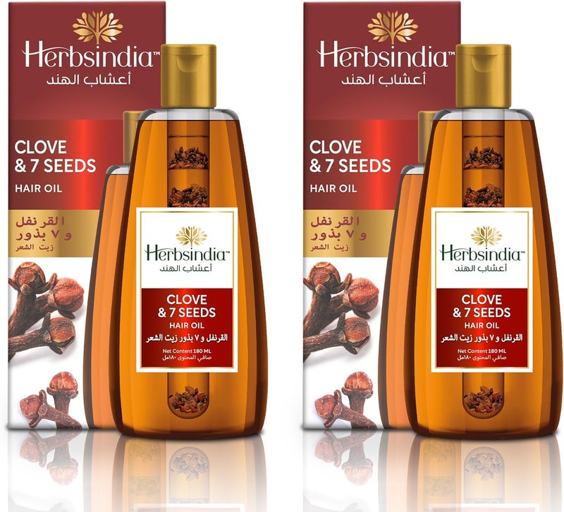 Herbsindia زيت شعر أعشاب الهند القرنفل و 7 بذور عشبية - 180 مل (عبوة من 2) | خالي من السيليكون والبارابين | لشعر أكثر كثافة ولمعاناً - Image 1