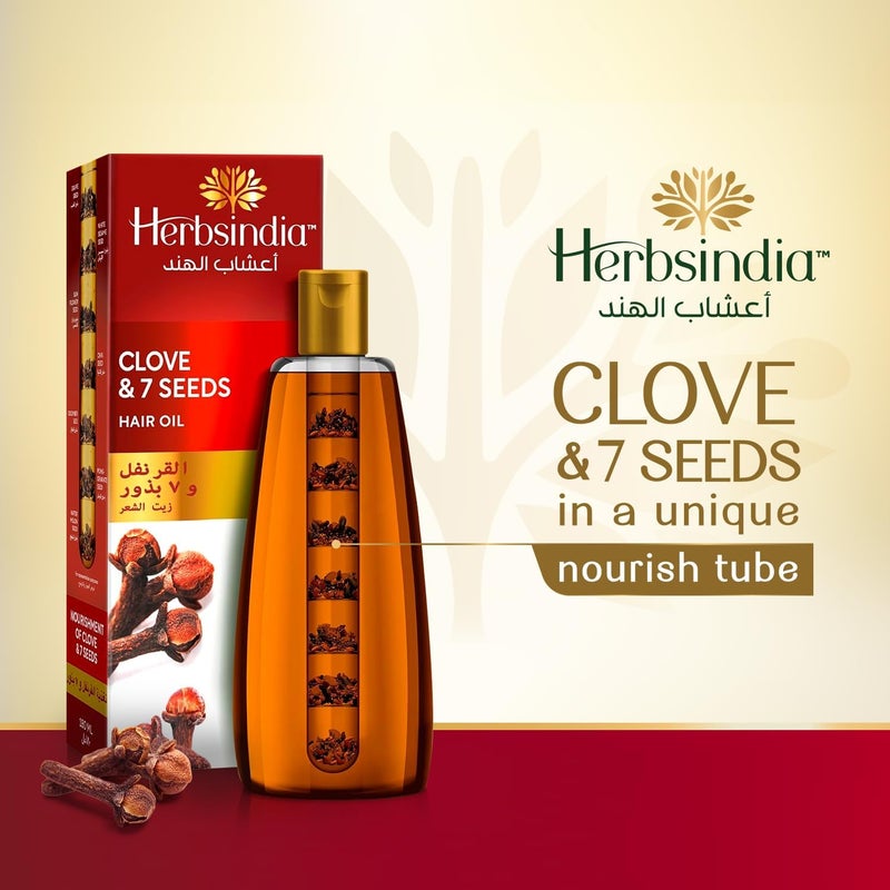 Herbsindia زيت شعر أعشاب الهند القرنفل و 7 بذور عشبية - 180 مل (عبوة من 2) | خالي من السيليكون والبارابين | لشعر أكثر كثافة ولمعاناً - Image 4