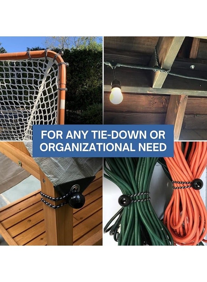 Ball Bungee Cord, Heavy-Duty  Versatile, Indoor  Outdoor, Tarp Tie-Down, Organize  Secure, 6-Inch, Black, 25 Pack - Image 2