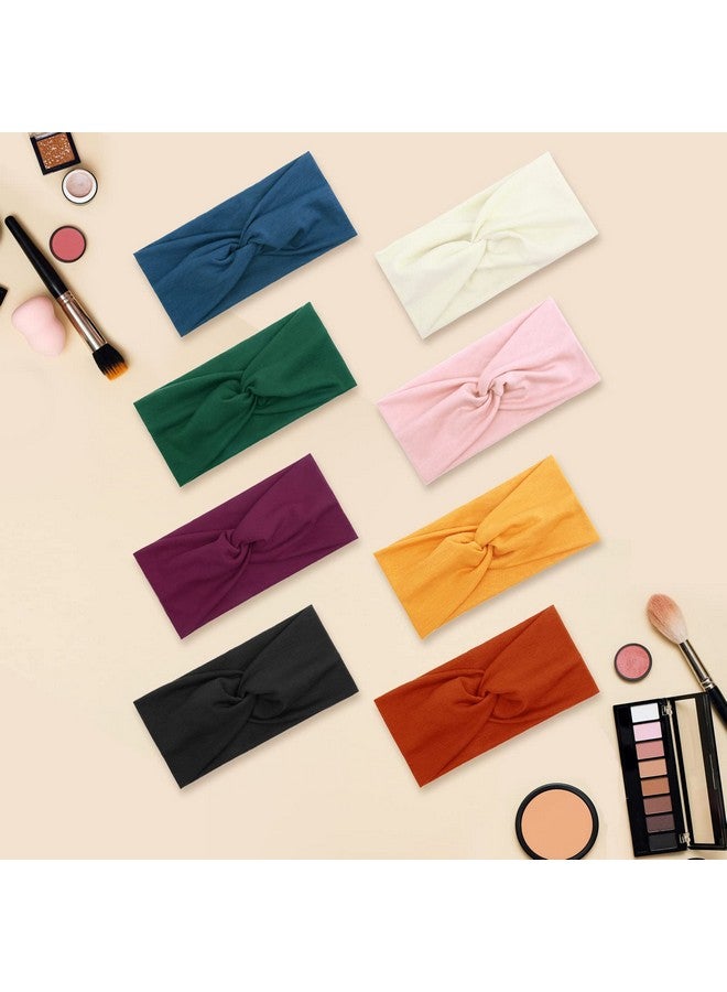 Tobeffect Headbands For Women Non Slip Turban Head Band Boho Elastic Hair Bands For Teen Girls Fashion Wraps Accessories Solid Color 8 Pack - Image 5