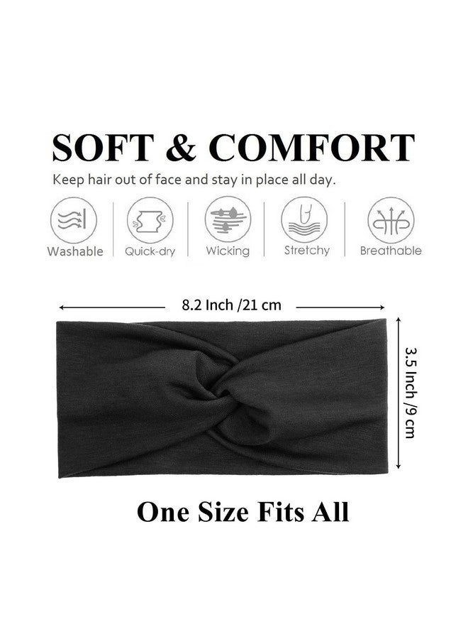 Tobeffect Headbands For Women Non Slip Turban Head Band Boho Elastic Hair Bands For Teen Girls Fashion Wraps Accessories Solid Color 8 Pack - Image 4