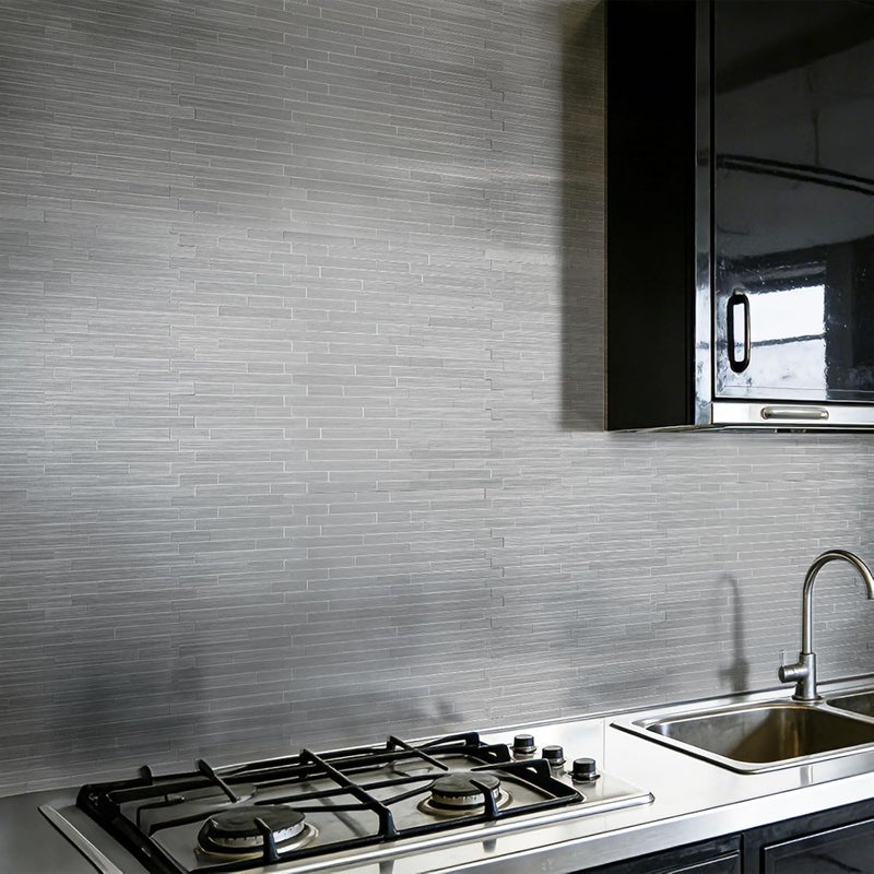 Art3d 10-Pack Self-Adhesive Metal Backsplash Peel and Stick Tile for Kitchen, 12" x 12" Silver Parallel - Image 2