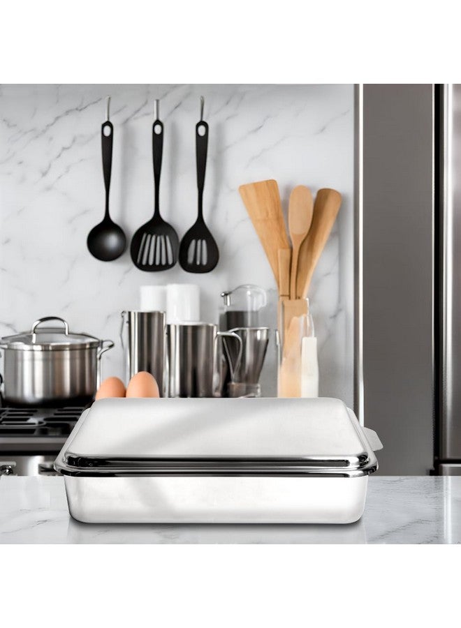 Lindy's Stainless Steel 9 X 13 Inches Covered Cake Pan with Stainless Steel Lid, Deep Pan for Baking Cakes, Breads, Casseroles, Fish, Vegetables and More - Image 4