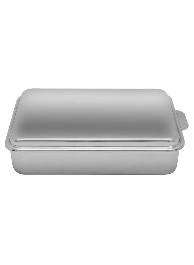 Lindy's Stainless Steel 9 X 13 Inches Covered Cake Pan with Stainless Steel Lid, Deep Pan for Baking Cakes, Breads, Casseroles, Fish, Vegetables and More - Image 1