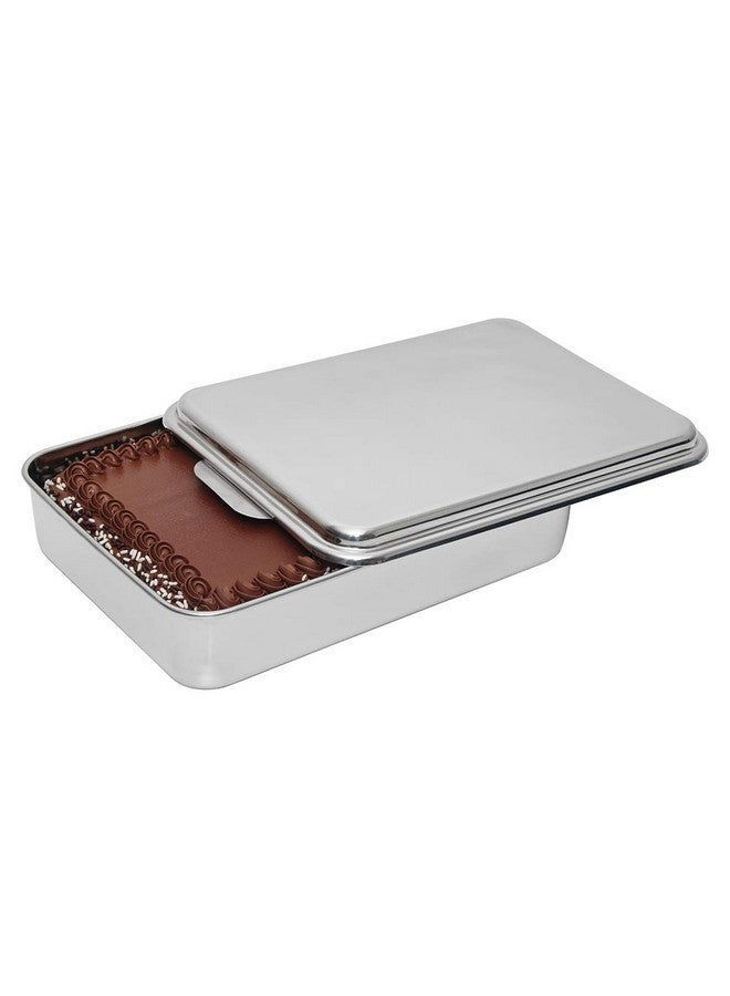 Lindy's Stainless Steel 9 X 13 Inches Covered Cake Pan with Stainless Steel Lid, Deep Pan for Baking Cakes, Breads, Casseroles, Fish, Vegetables and More - Image 2
