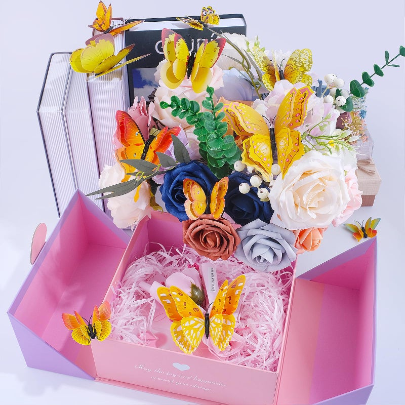 SAOROPEB 3D Butterfly Wall Decor  48 Pcs Double Layer Butterfly Decorations for Party Decorations Locker Decor Refrigerator Decal  Reusable (Yellow) - Image 5