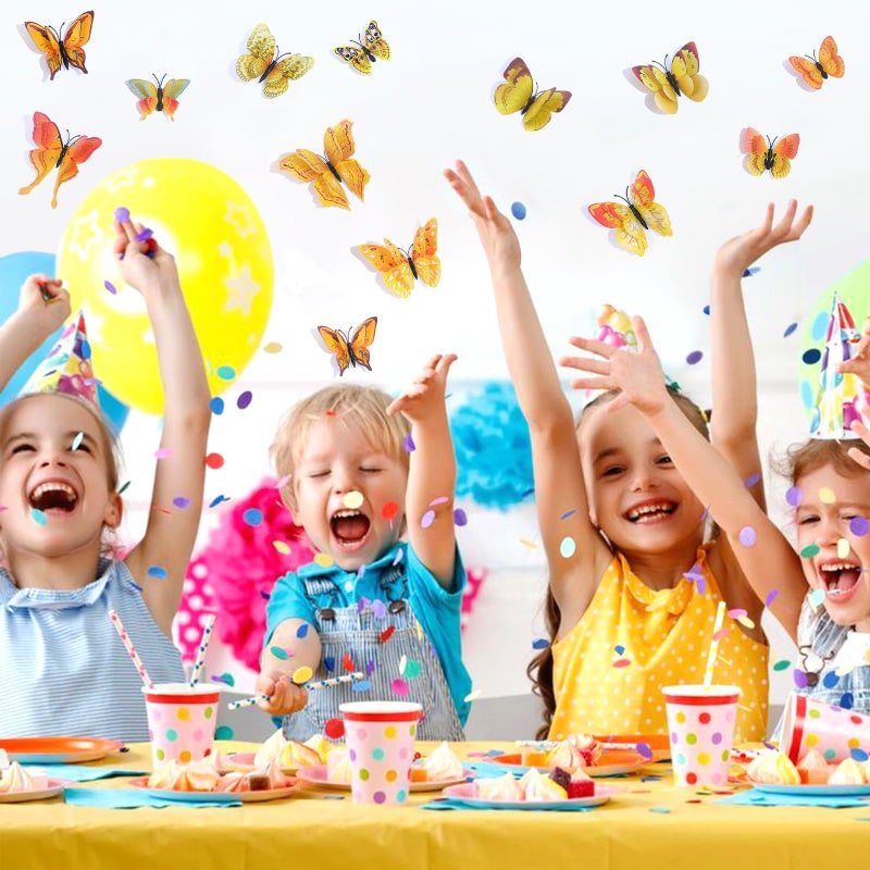 SAOROPEB 3D Butterfly Wall Decor  48 Pcs Double Layer Butterfly Decorations for Party Decorations Locker Decor Refrigerator Decal  Reusable (Yellow) - Image 2