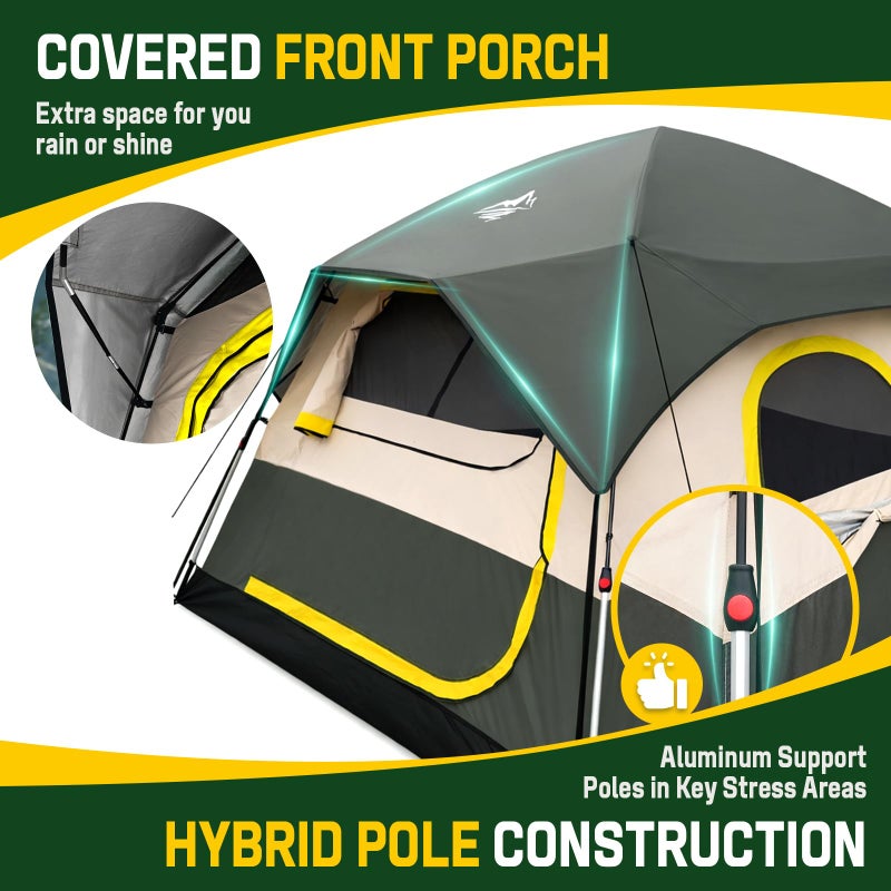 Purebox Tent 4 Person Tents for Camping - Instant Cabin Tent Setup in 50 Seconds with Rainfly & Windproof, Portable Pop Up Tents with Carry Bag for Family Outdoor Camping & Hiking - Image 3