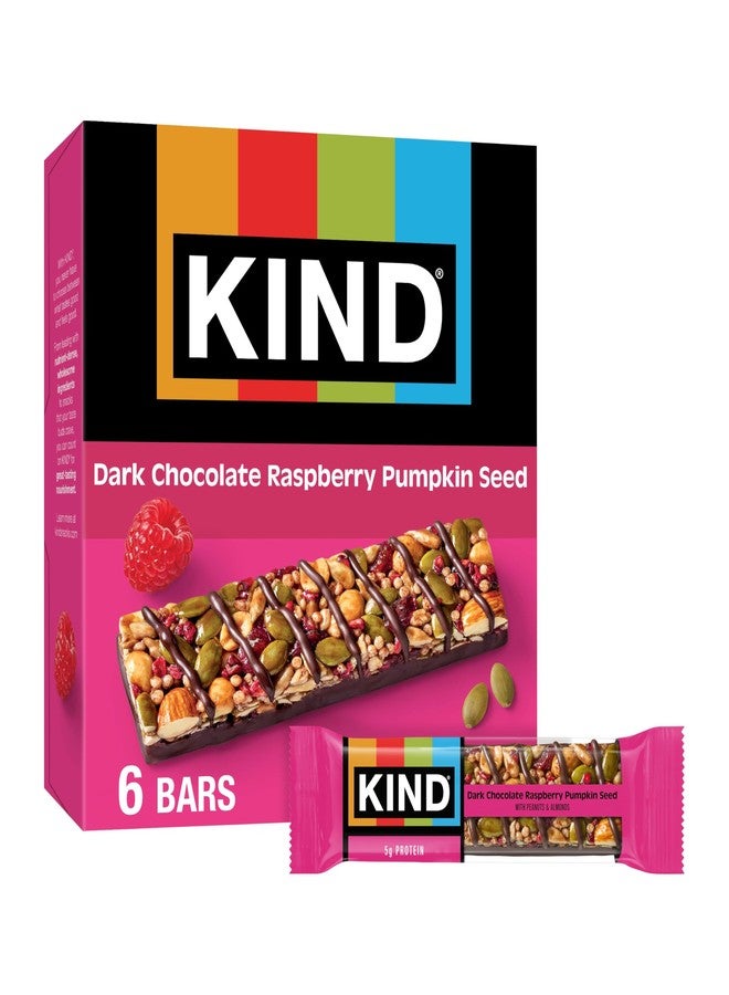KIND Seeds Fruit & Nuts Snack Bar, Dark Chocolate Raspberry Pumpkin Seed | 5g Protein, High Fiber, Gluten Free Bars, 1.4 OZ, 6 Count - Image 1