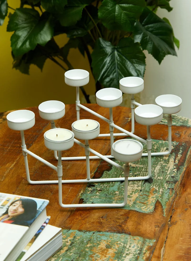 present time Harmonica Matte White Tea Light Candle Holder