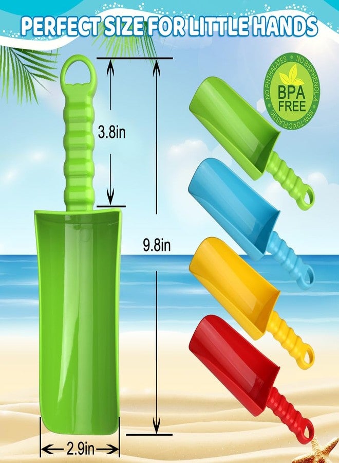 Dilabnba Premium Beach Sand Shovels Toys for Kids Adults, 9'' Jumbo Sand Scoop Spade for Toddlers Baby, Heavy Duty Toddler Garden Tools Sandbox Kit for Gardening Shoveling Digging Traveling(4PCS) - Image 3