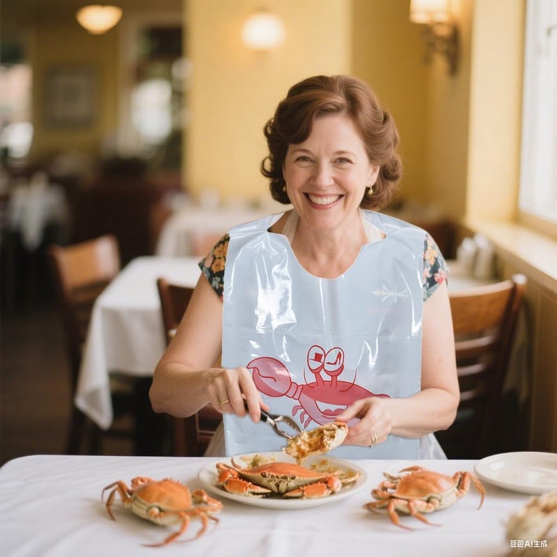 MGTECH 23 Inch Thick Crab/Lobster Bibs Disposable Plastic Funny Seafood Apron for Adults - Image 3