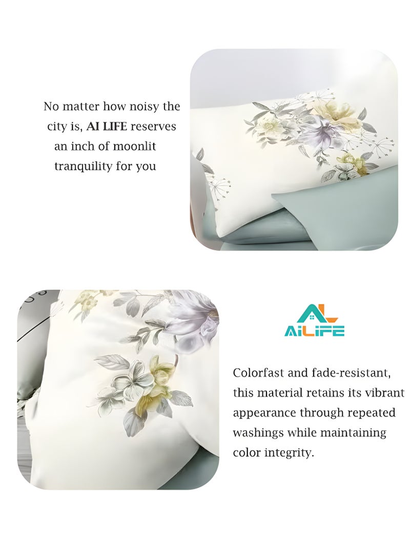 Al LIFE Super King Size Bed Sheet Set - 6-Piece Bedding Set Includes Duvet Cover, Fitted Sheet, and 4 Pillowcases - Soft, Durable, and Breathable Luxury for All Seasons in Elegant Set 220x240cm - Image 4