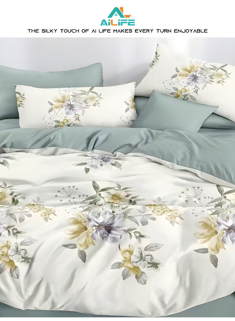 Al LIFE Super King Size Bed Sheet Set - 6-Piece Bedding Set Includes Duvet Cover, Fitted Sheet, and 4 Pillowcases - Soft, Durable, and Breathable Luxury for All Seasons in Elegant Set 220x240cm - Image 2