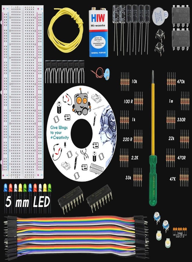 REES52 Basic Electronic Component kit for science fair projects with 10 projects manual for school level kids_Basic Starter Simple projects for students - Image 1