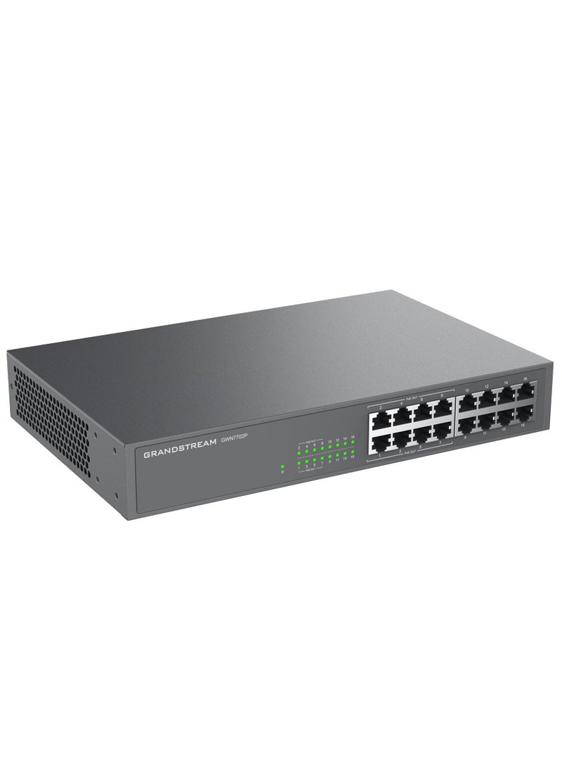 Grandstream Grandstream GWN7702P 16-Port Network Switch - 8 PoE+ Ports, QoS Support, Green Technology and Smart LED Indicators  - Image 4