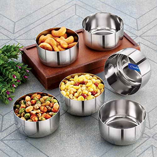 neelam Stainless Steel 5.5, 22 Gauge Sadi 200 ml Vati, Set of 6, Dinner Bowl Katori Serving Vati, Durable Quality, Elegant, Perfect for Serving Snacks, Desserts, and Condiments,Sliver - Image 4