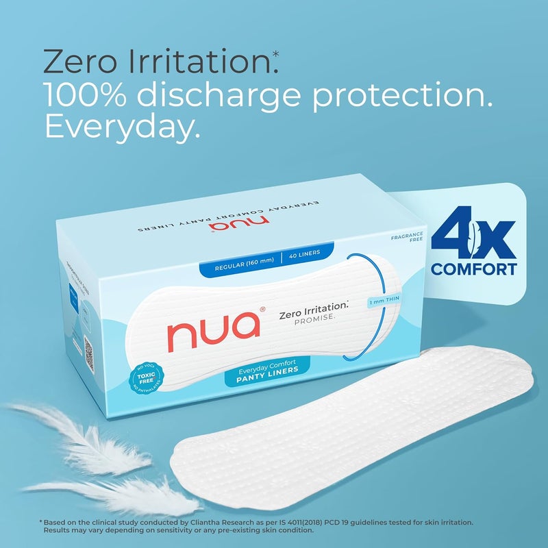 Nua Ultra-Soft Panty Liners For Women Daily Use - 40 Liners | 160mm Long | Rash-Free and Toxin-Free | Protection Against Leakage and Discharge | Keeps You Dry & Fresh All Day Long - Image 2