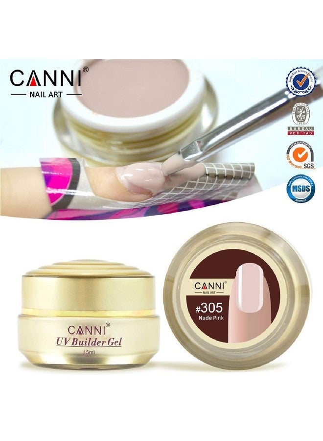 Canni زجاجة كاني الذهبية 15 مل طلاء أظافر جيل بناء هلامي رقيق سهل الجفاف UV قابل للإزالة (#305_وردي عاري) - Image 3