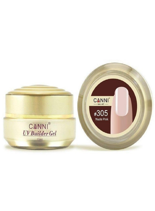 Canni زجاجة كاني الذهبية 15 مل طلاء أظافر جيل بناء هلامي رقيق سهل الجفاف UV قابل للإزالة (#305_وردي عاري) - Image 1