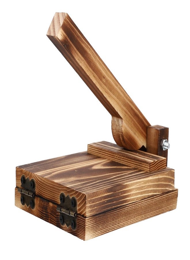 أموسفون أداة ضغط العجين الخشبية من أموسفن، أداة ضغط عجين خشبية، قالب كبير لصنع الروتي والزلابية، مناسب لصنع التورتيلا والروتي والتاكو والعجين في المنزل، لون بني - Image 5