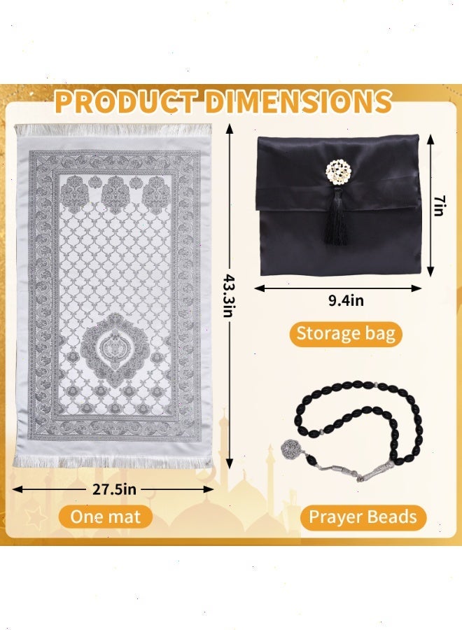 Ramadan Prayer Mat 3-Piece Set, Portable prayer rug for Ramadan with Tasbih & Storage Bag, Essential Home Item for Blessed Ramadan - Image 3