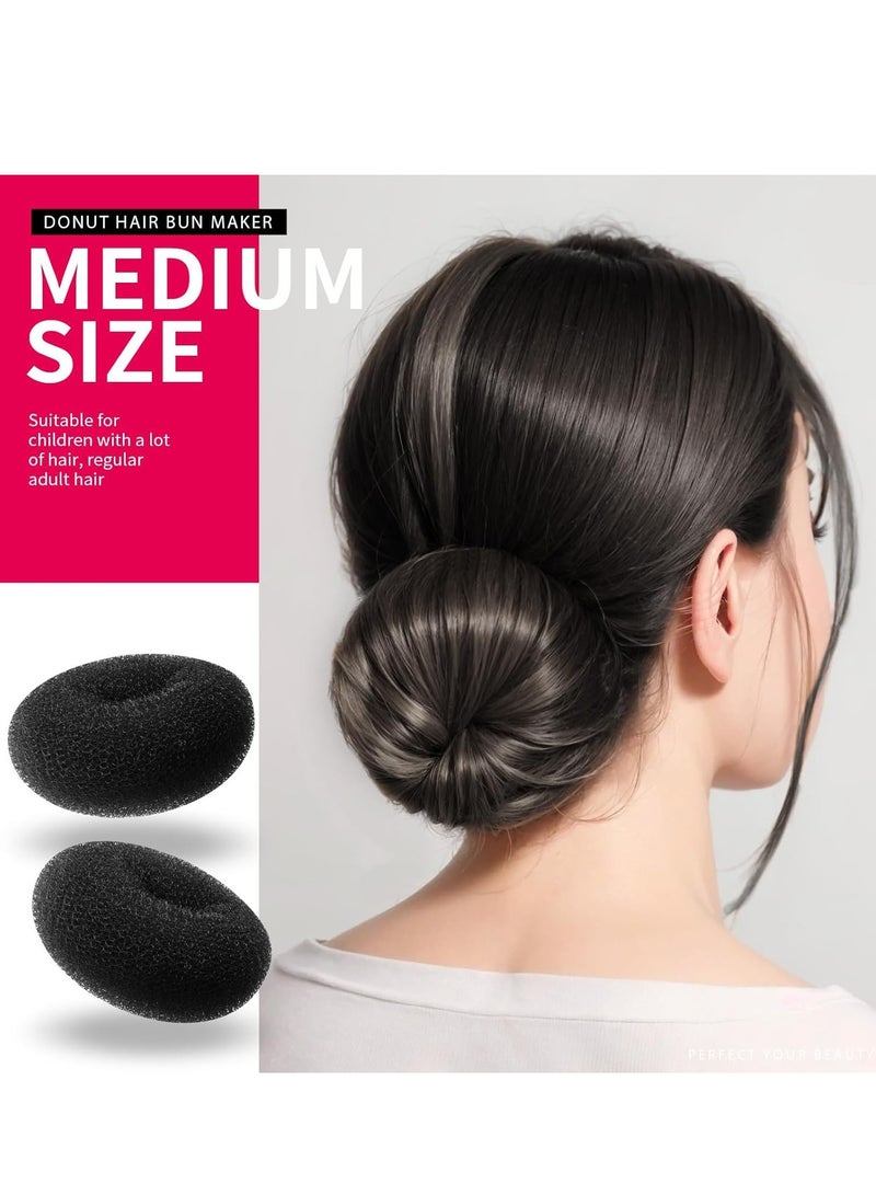 QIRRA 32PCS Hair Bun Maker Kit – 7 Donut Buns (S/M/L/XL), 5 Hair Bands, 20 Pins – Black Hair Styling Accessories for Ballet, Dance, Daily Use  - Image 5