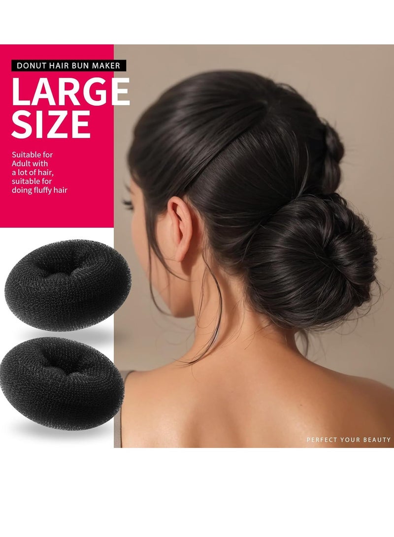 QIRRA 32PCS Hair Bun Maker Kit – 7 Donut Buns (S/M/L/XL), 5 Hair Bands, 20 Pins – Black Hair Styling Accessories for Ballet, Dance, Daily Use  - Image 4