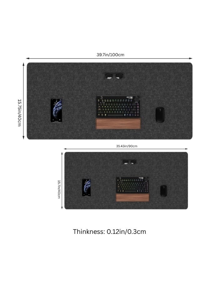 Extra Large Felt Desk Pad, Non-Slip Mouse Pad Protector for Office & Gaming – 100×40cm - Grey - Image 4