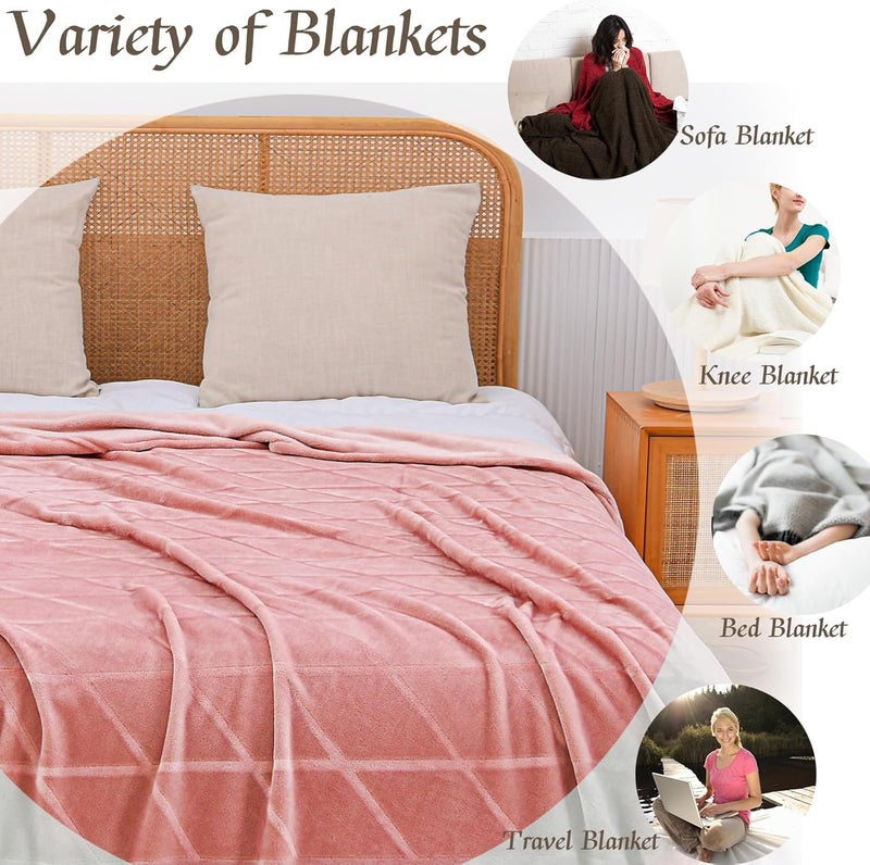 Exclusivo Mezcla إكسلوسيفو ميزكلا الملكة حجم نحى الماس تحقق الفانيلا الصوف بطانية السرير-لينة ، دافئة ، وخفيفة الوزن (الوردي ، 90 "س 90") - Image 3