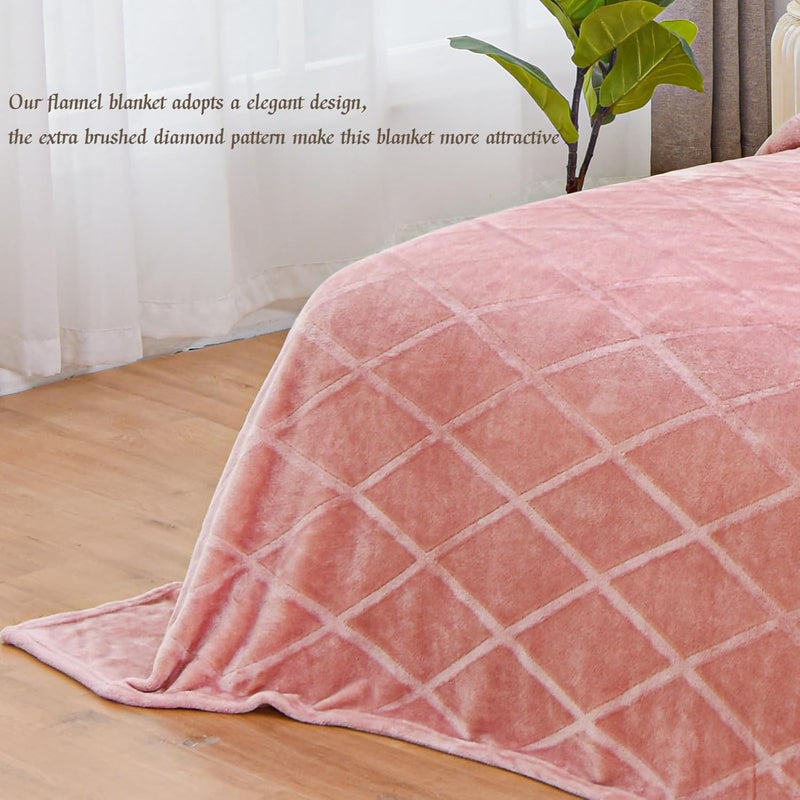 Exclusivo Mezcla إكسلوسيفو ميزكلا الملكة حجم نحى الماس تحقق الفانيلا الصوف بطانية السرير-لينة ، دافئة ، وخفيفة الوزن (الوردي ، 90 "س 90") - Image 4