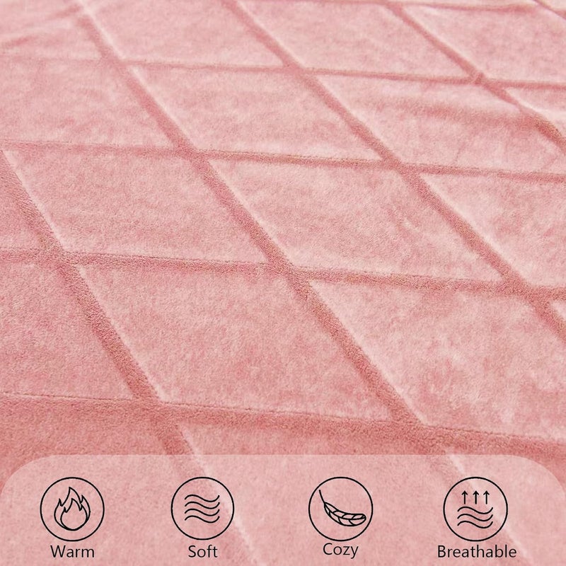 Exclusivo Mezcla إكسلوسيفو ميزكلا الملكة حجم نحى الماس تحقق الفانيلا الصوف بطانية السرير-لينة ، دافئة ، وخفيفة الوزن (الوردي ، 90 "س 90") - Image 5