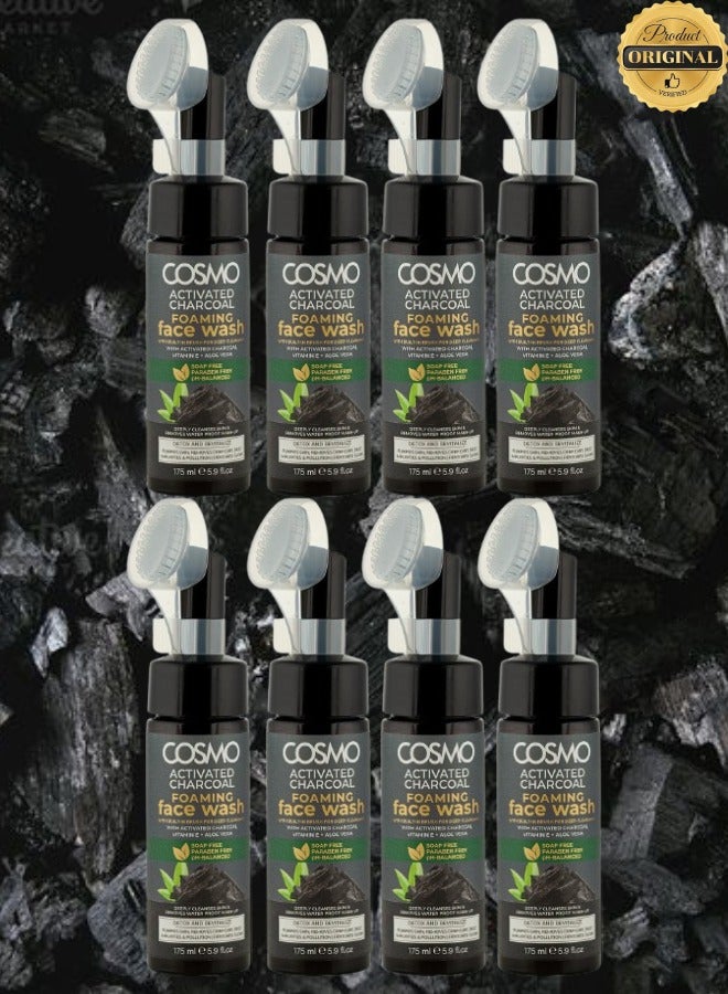 COSMO 8 Pieces Activated Charcoal Foaming Face Wash 175ML  - Image 1
