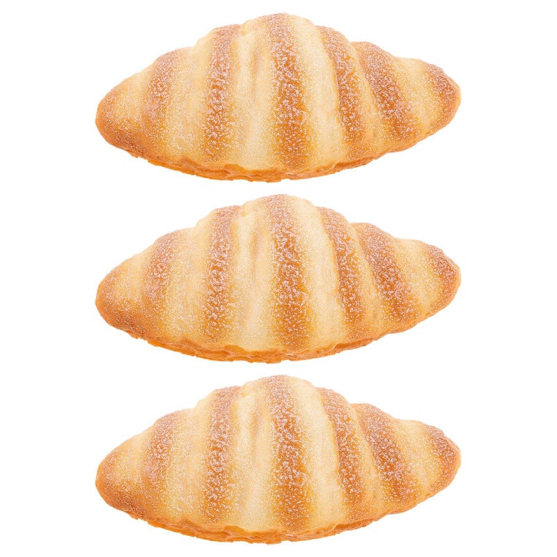 Tofficu 3 Pieces Artificial Croissant Faux Bread Models For Photography Display And Bakery Kitchen Decor - Image 2