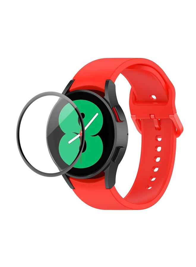 erorex For Samsung Galaxy Watch4 40Mm Silicone Adjustable Strap + Full Coverage Pmma Screen Protector Kit(Red) - Image 1