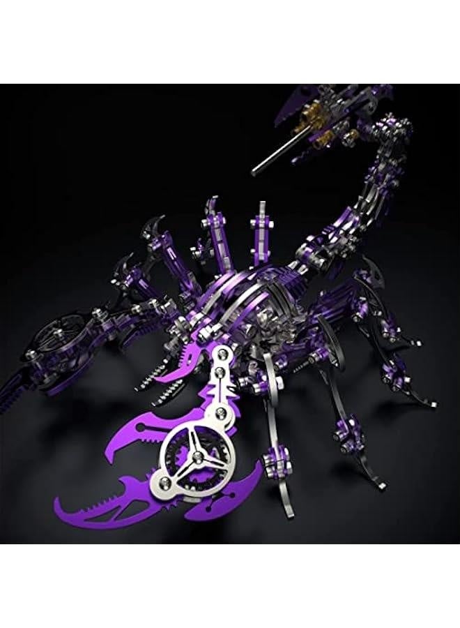 Colourful 3D Metal Puzzle Scorpion DIY Model Kit, Puzzle Jigsaw Scorpion King 3D Stainless Steel Ornaments (Purple) - Image 2