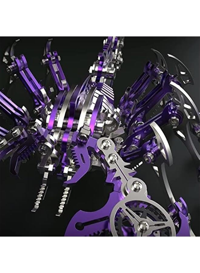 Colourful 3D Metal Puzzle Scorpion DIY Model Kit, Puzzle Jigsaw Scorpion King 3D Stainless Steel Ornaments (Purple) - Image 4