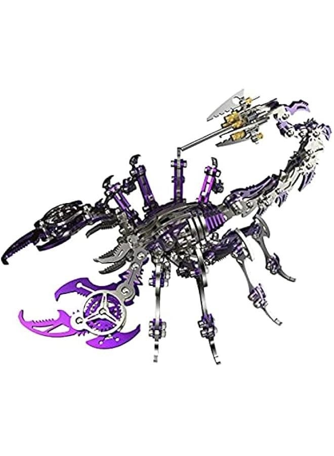 Colourful 3D Metal Puzzle Scorpion DIY Model Kit, Puzzle Jigsaw Scorpion King 3D Stainless Steel Ornaments (Purple) - Image 1