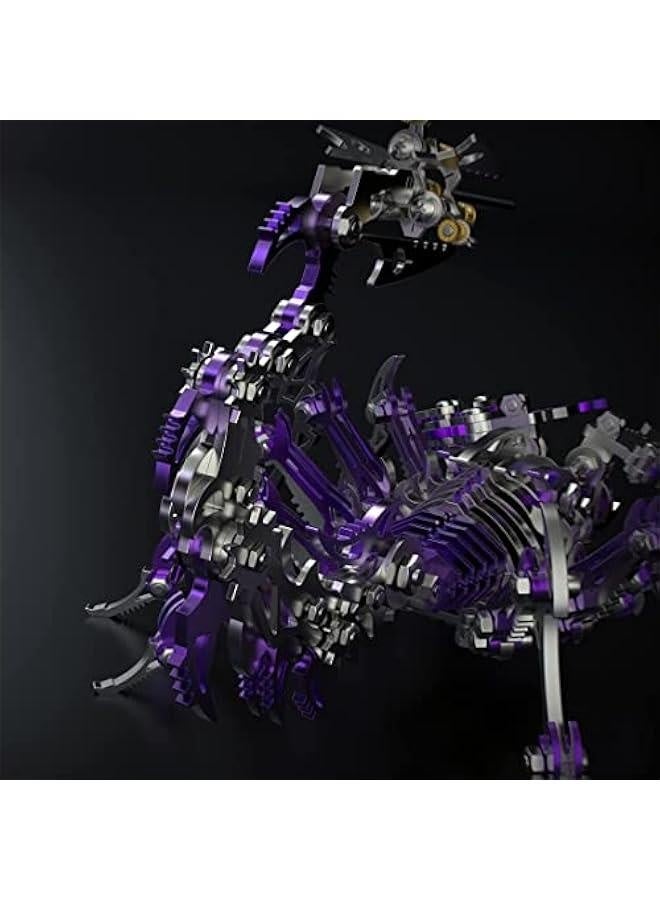 Colourful 3D Metal Puzzle Scorpion DIY Model Kit, Puzzle Jigsaw Scorpion King 3D Stainless Steel Ornaments (Purple) - Image 5