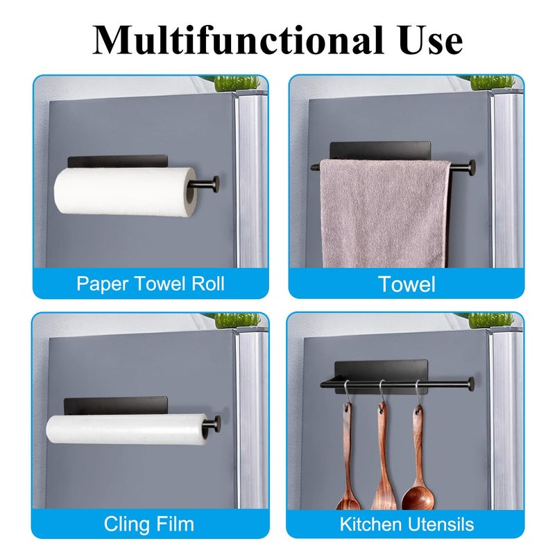 RedCall 2 Pack Magnetic Paper Towel Holder for Fridge,Black Kitchen Towel Holder for Refrigerator/BBQ Grills/Griddles Toolbox/RV,Powerful Magnetic Towel Bar,Kitchen Bathroom Organizers and Storage - Image 3