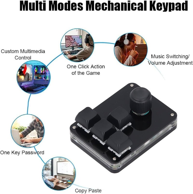 لوحة مفاتيح USB Mini من Eujgoov مخصصة للألعاب مع إضاءة RGB، تحتوي على 4 أزرار ومقبض واحد، مناسبة للاستخدام في الألعاب الصناعية المخصصة. - Image 3