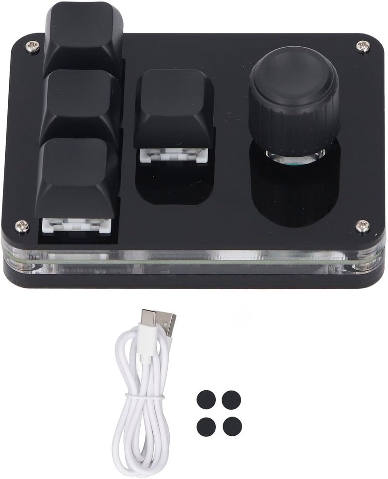 لوحة مفاتيح USB Mini من Eujgoov مخصصة للألعاب مع إضاءة RGB، تحتوي على 4 أزرار ومقبض واحد، مناسبة للاستخدام في الألعاب الصناعية المخصصة. - Image 1