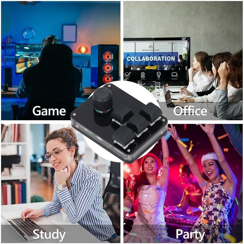 لوحة مفاتيح USB Mini من Eujgoov مخصصة للألعاب مع إضاءة RGB، تحتوي على 4 أزرار ومقبض واحد، مناسبة للاستخدام في الألعاب الصناعية المخصصة. - Image 4