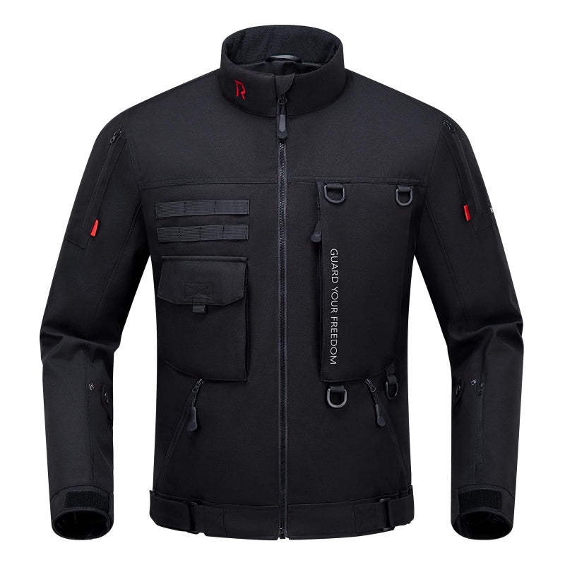 RIDEIRON جاكيت دراجة نارية RIDEIRON، معتمد من CE، معدات حماية ضد الرياح، جاكيت لجميع الفصول مع بطانة قابلة للإزالة L - Image 1