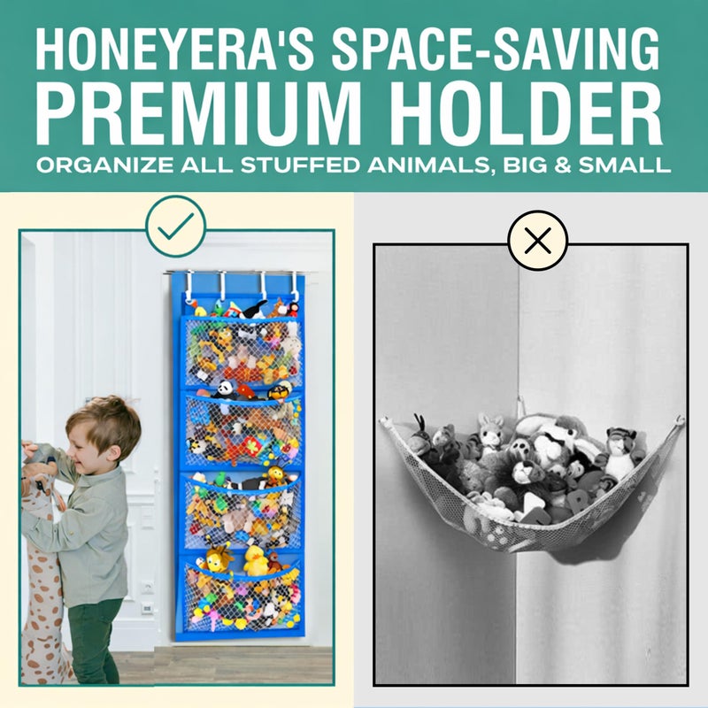 Honeyera Storage for Stuffed Animal - Over Door Organizer for Stuffies, Baby Accessories, and Toy Plush/Easy Installation with Breathable Hanging Pockets - Image 3