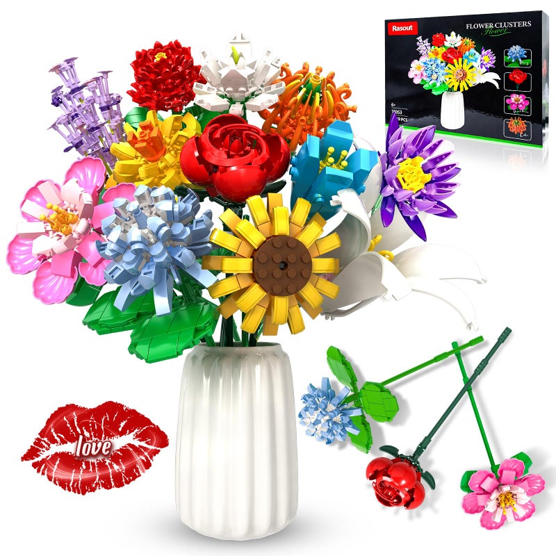 RASOUT Flowers Bouquet Building Set 12 Kinds of Flowers Botanical Collection and Decorative Home for Mothers Day Birthdays Gifts Ideal for 6 Women Girls Adults No Vase - Image 4